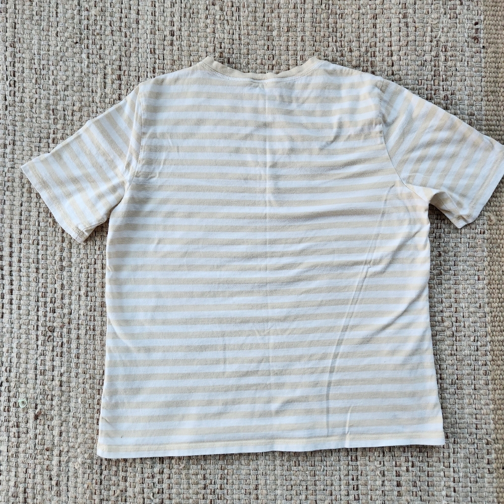 KULE Beige and Cream Striped Short Sleeve Tee - Picture 3 of 8